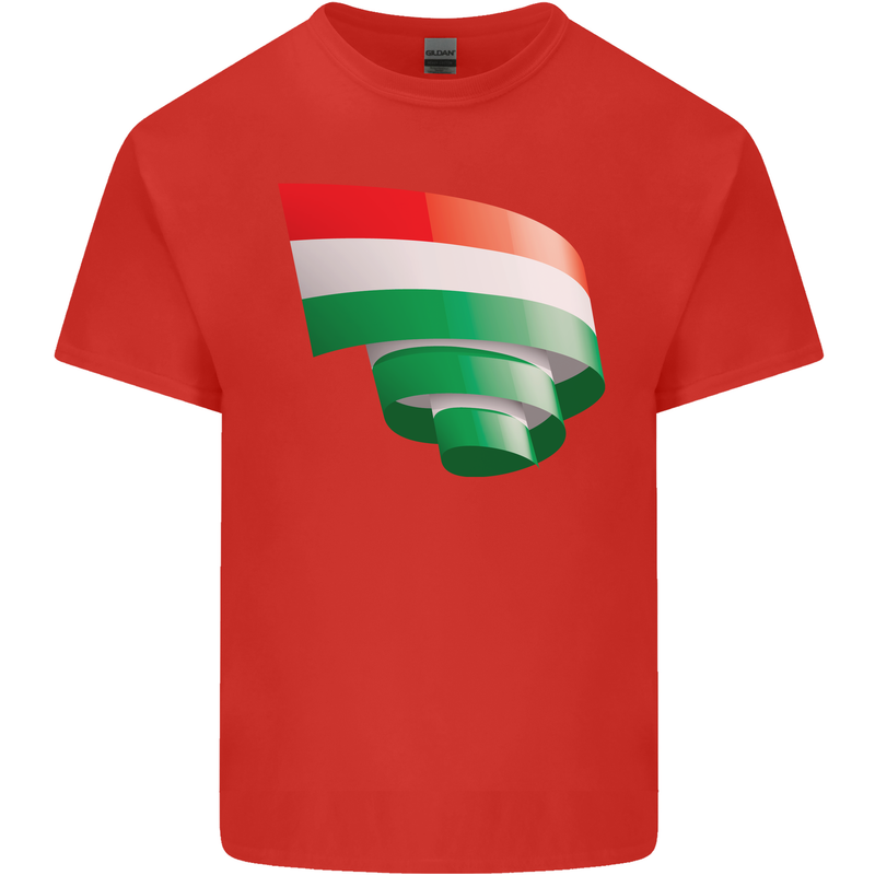 Curled Hungary Flag Hungarian Day Football Kids T-Shirt Childrens Red