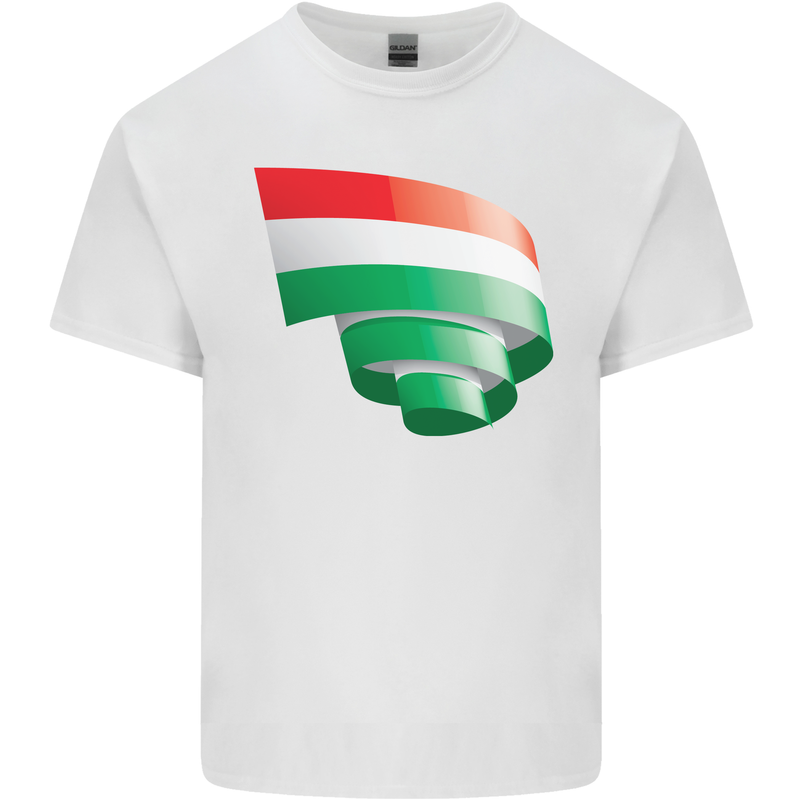Curled Hungary Flag Hungarian Day Football Kids T-Shirt Childrens White