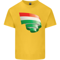 Curled Hungary Flag Hungarian Day Football Kids T-Shirt Childrens Yellow