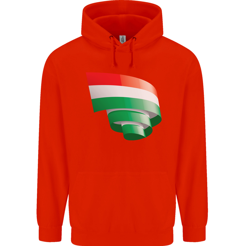 Curled Hungary Flag Hungarian Day Football Mens 80% Cotton Hoodie Bright Red