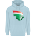 Curled Hungary Flag Hungarian Day Football Mens 80% Cotton Hoodie Light Blue