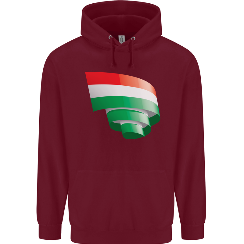 Curled Hungary Flag Hungarian Day Football Mens 80% Cotton Hoodie Maroon