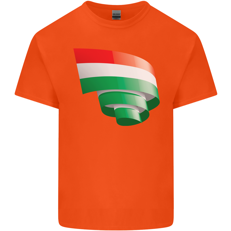 Curled Hungary Flag Hungarian Day Football Mens Cotton T-Shirt Tee Top Orange