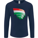 Curled Hungary Flag Hungarian Day Football Mens Long Sleeve T-Shirt Navy Blue