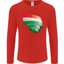Curled Hungary Flag Hungarian Day Football Mens Long Sleeve T-Shirt Red