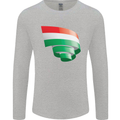 Curled Hungary Flag Hungarian Day Football Mens Long Sleeve T-Shirt Sports Grey