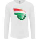 Curled Hungary Flag Hungarian Day Football Mens Long Sleeve T-Shirt White