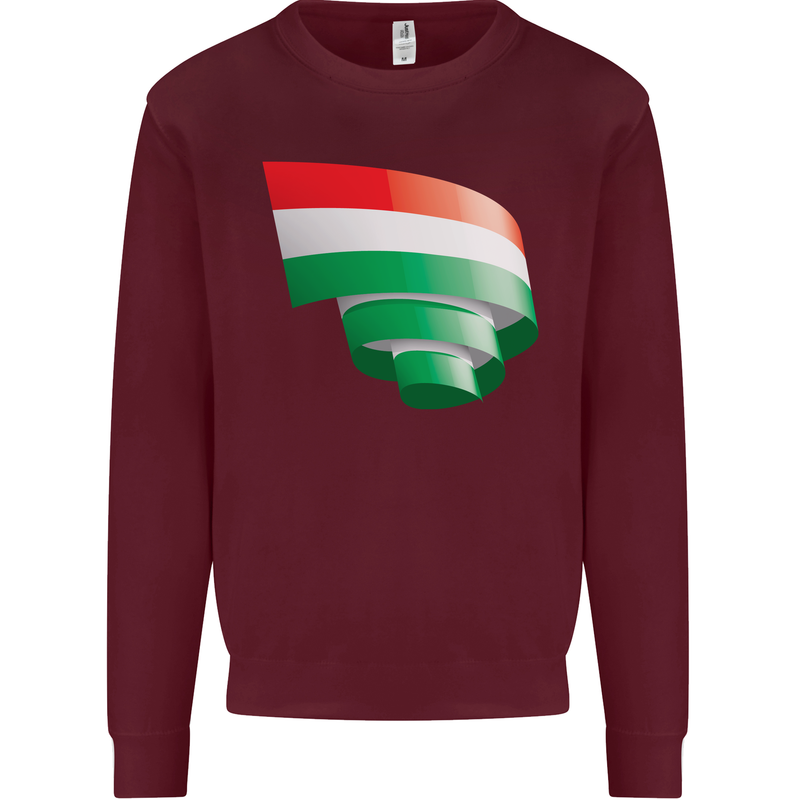 Curled Hungary Flag Hungarian Day Football Mens Sweatshirt Jumper Maroon