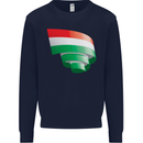 Curled Hungary Flag Hungarian Day Football Mens Sweatshirt Jumper Navy Blue