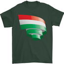 Curled Hungary Flag Hungarian Day Football Mens T-Shirt 100% Cotton Forest Green