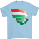Curled Hungary Flag Hungarian Day Football Mens T-Shirt 100% Cotton Light Blue