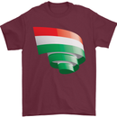 Curled Hungary Flag Hungarian Day Football Mens T-Shirt 100% Cotton Maroon