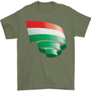 Curled Hungary Flag Hungarian Day Football Mens T-Shirt 100% Cotton Military Green