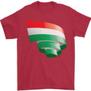 Curled Hungary Flag Hungarian Day Football Mens T-Shirt 100% Cotton Red