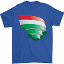 Curled Hungary Flag Hungarian Day Football Mens T-Shirt 100% Cotton Royal Blue
