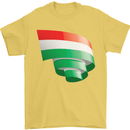 Curled Hungary Flag Hungarian Day Football Mens T-Shirt 100% Cotton Yellow