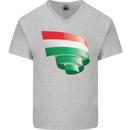 Curled Hungary Flag Hungarian Day Football Mens V-Neck Cotton T-Shirt Sports Grey