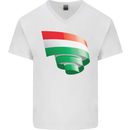 Curled Hungary Flag Hungarian Day Football Mens V-Neck Cotton T-Shirt White