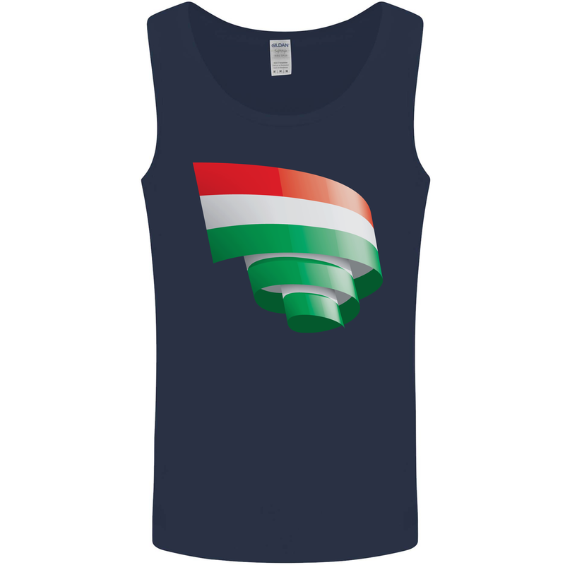Curled Hungary Flag Hungarian Day Football Mens Vest Tank Top Navy Blue
