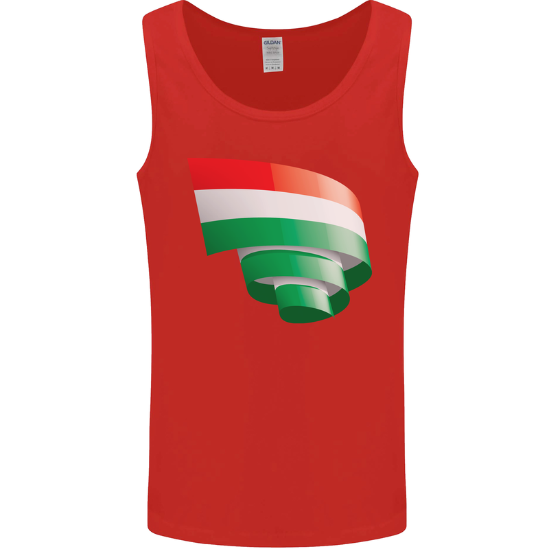 Curled Hungary Flag Hungarian Day Football Mens Vest Tank Top Red
