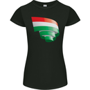 Curled Hungary Flag Hungarian Day Football Womens Petite Cut T-Shirt Black