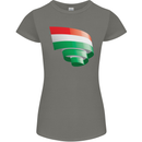Curled Hungary Flag Hungarian Day Football Womens Petite Cut T-Shirt Charcoal