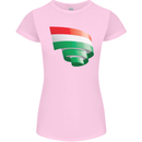 Curled Hungary Flag Hungarian Day Football Womens Petite Cut T-Shirt Light Pink