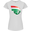 Curled Hungary Flag Hungarian Day Football Womens Petite Cut T-Shirt White