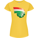 Curled Hungary Flag Hungarian Day Football Womens Petite Cut T-Shirt Yellow