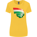 Curled Hungary Flag Hungarian Day Football Womens Wider Cut T-Shirt Yellow