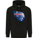 Curled Iceland Flag Icelander Day Football Childrens Kids Hoodie Black