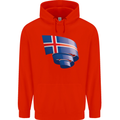 Curled Iceland Flag Icelander Day Football Childrens Kids Hoodie Bright Red