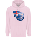 Curled Iceland Flag Icelander Day Football Childrens Kids Hoodie Light Pink