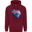 Curled Iceland Flag Icelander Day Football Childrens Kids Hoodie Maroon