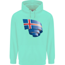 Curled Iceland Flag Icelander Day Football Childrens Kids Hoodie Peppermint