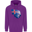 Curled Iceland Flag Icelander Day Football Childrens Kids Hoodie Purple