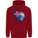 Curled Iceland Flag Icelander Day Football Childrens Kids Hoodie Red