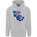 Curled Iceland Flag Icelander Day Football Childrens Kids Hoodie Sports Grey