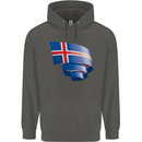 Curled Iceland Flag Icelander Day Football Childrens Kids Hoodie Storm Grey