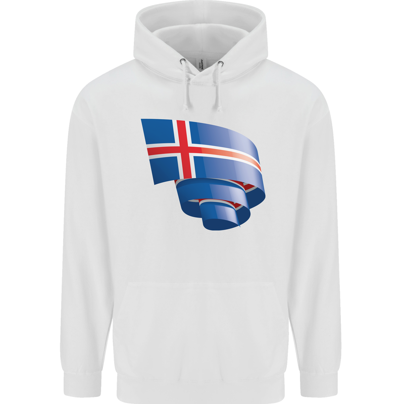 Curled Iceland Flag Icelander Day Football Childrens Kids Hoodie White