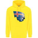 Curled Iceland Flag Icelander Day Football Childrens Kids Hoodie Yellow