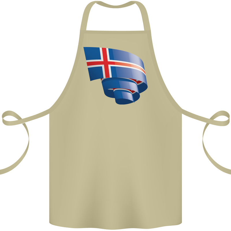 Curled Iceland Flag Icelander Day Football Cotton Apron 100% Organic Khaki
