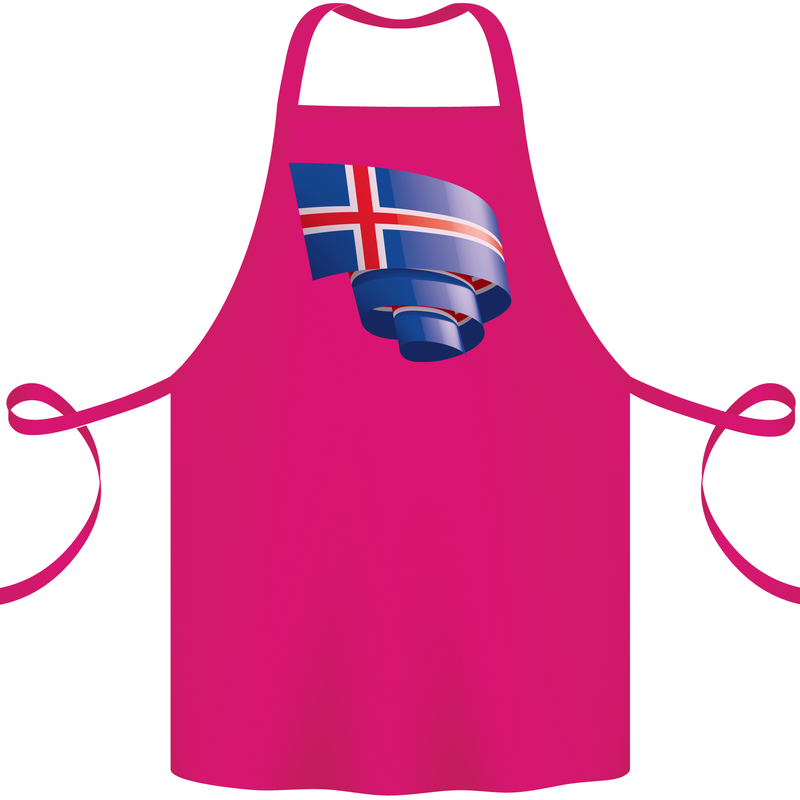 Curled Iceland Flag Icelander Day Football Cotton Apron 100% Organic Pink