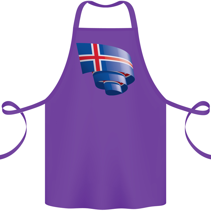 Curled Iceland Flag Icelander Day Football Cotton Apron 100% Organic Purple
