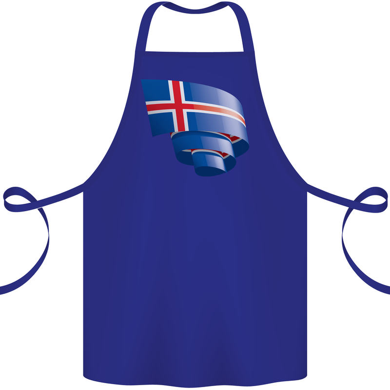 Curled Iceland Flag Icelander Day Football Cotton Apron 100% Organic Royal Blue