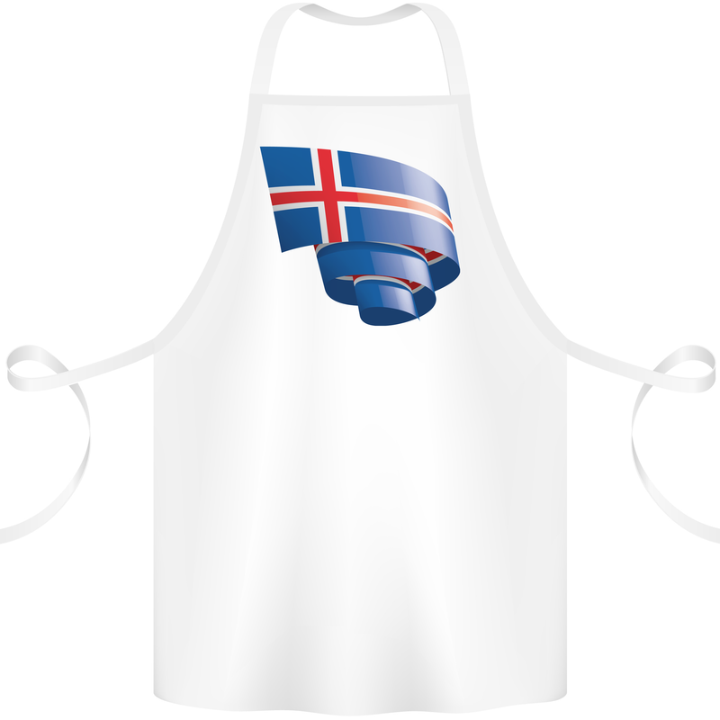 Curled Iceland Flag Icelander Day Football Cotton Apron 100% Organic White