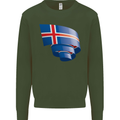 Curled Iceland Flag Icelander Day Football Kids Sweatshirt Jumper Forest Green