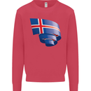Curled Iceland Flag Icelander Day Football Kids Sweatshirt Jumper Heliconia