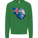 Curled Iceland Flag Icelander Day Football Kids Sweatshirt Jumper Irish Green