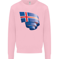 Curled Iceland Flag Icelander Day Football Kids Sweatshirt Jumper Light Pink